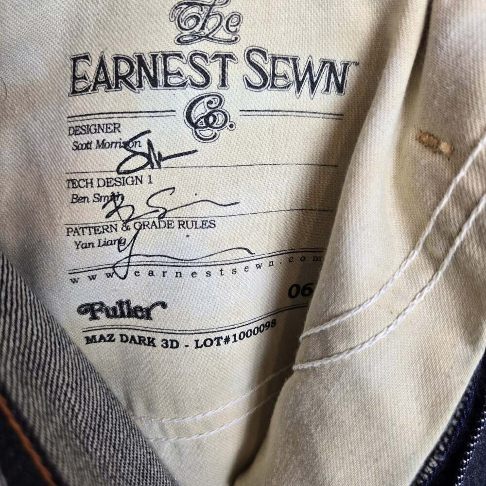Earnest Sewn Fulton Men’s 33 X 30 Dark Wash Straight Leg Jeans Made USA - Picture 8 of 16